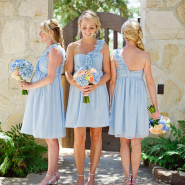 Dusty Blue Chiffon Long Sleeve A-line Bridesmaid Dresses , AB4057 –  AlineBridal
